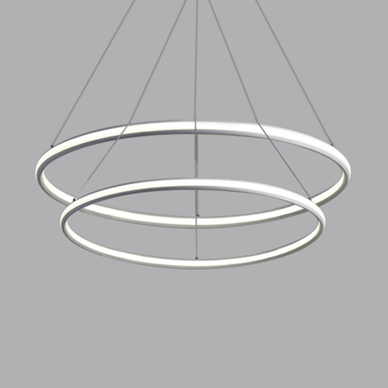 Simple Led Acrylic Ring Chandelier - Warm/White/Natural Light 1/2/3-Light Ceiling Pendant Fixture