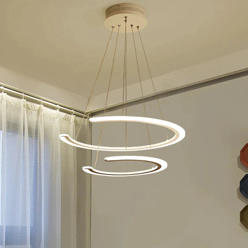 C Ring Dining Room Chandelier Acrylic LED 1/2/3 Light Postmodern Ceiling Pendant in Warm/White/Natural Light