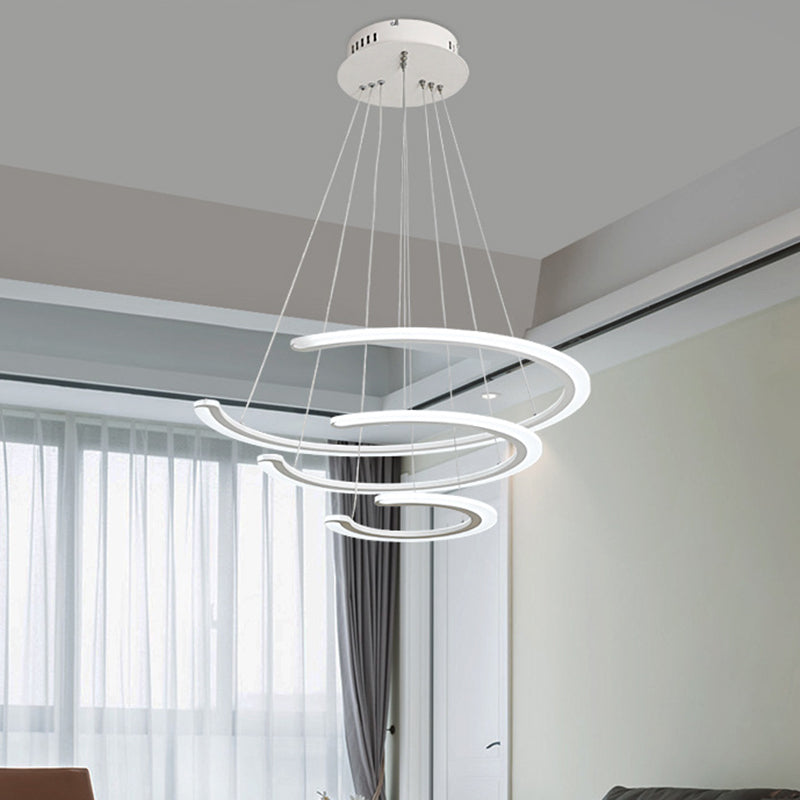 Modern Acrylic Led Dining Room Chandelier - 1/2/3 Light Ring Pendant In Warm/White/Natural 3 / White