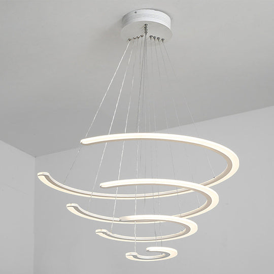 Modern Acrylic Led Dining Room Chandelier - 1/2/3 Light Ring Pendant In Warm/White/Natural 4 / White