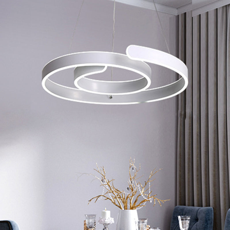 Modern Led White Chandelier Pendant: Twisting Acrylic Ceiling Light In Warm/White / A