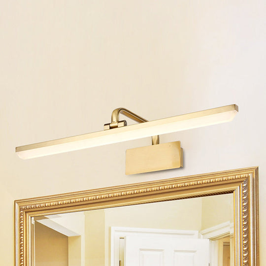 Ultra-Thin Led Indoor Wall Light - Brushed Brass Vanity Sconce In Warm/White Lighting 16/19.5 Width