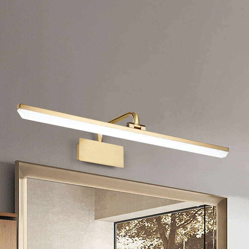 Ultra-Thin Led Indoor Wall Light - Brushed Brass Vanity Sconce In Warm/White Lighting 16/19.5 Width