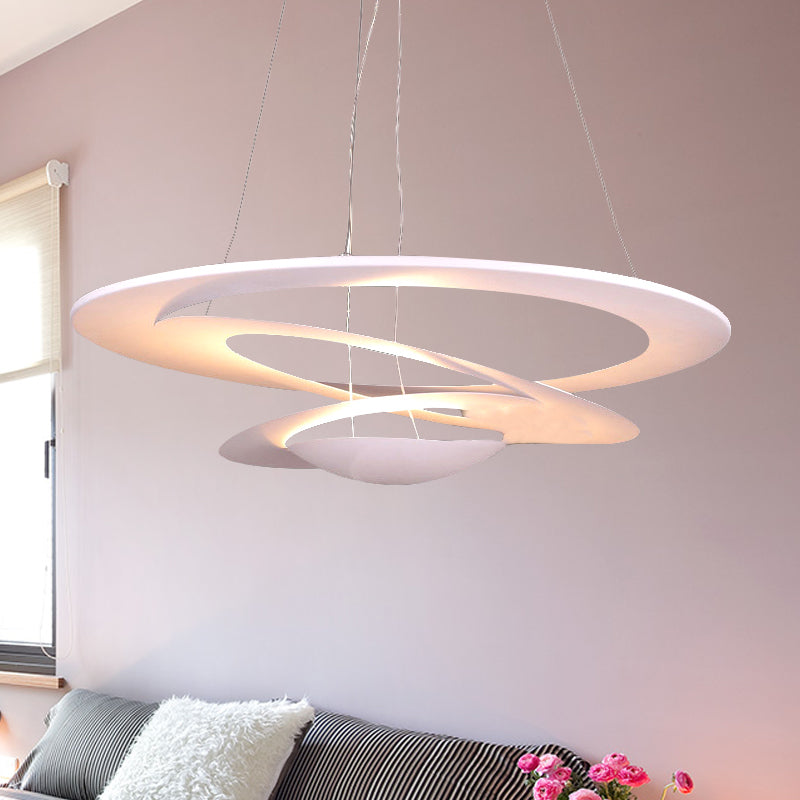 Contemporary White Spiral Ceiling Chandelier For Living Room - 19.5/25.5/31.5 Wide / 19.5