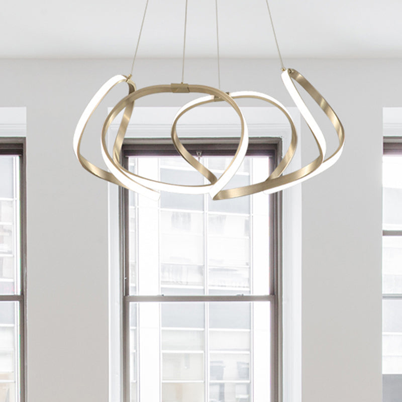 23.5/31.5 Chrome/Gold Strip Chandelier Led Hanging Lamp - Postmodern Acrylic Kit In Warm/White Light