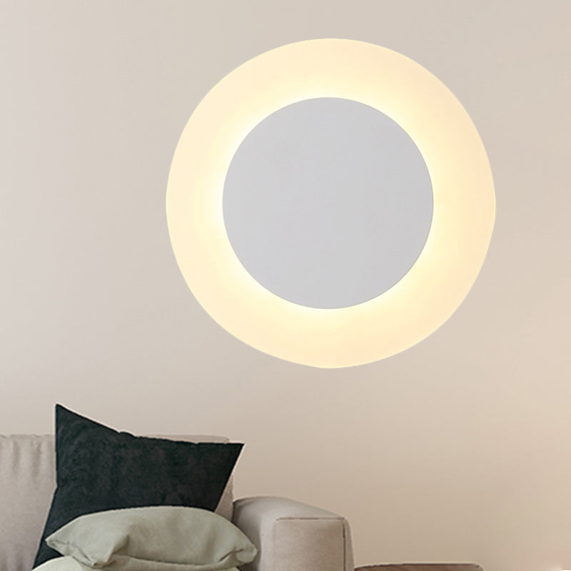 Modern Led Acrylic Wall Sconce Halo Ring White Lighting Fixture In Warm/White Light / Warm