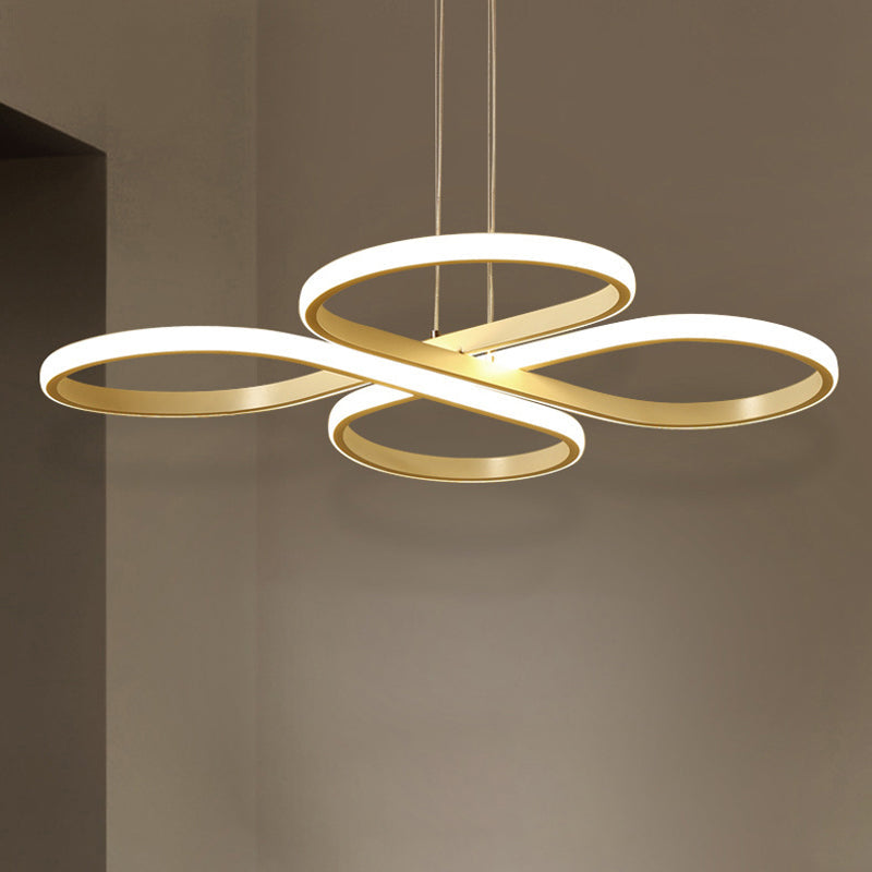 Modern Led Acrylic Chandelier Pendant - White/Gold Floral Ceiling Light Fixture Warm/White 19/23/29