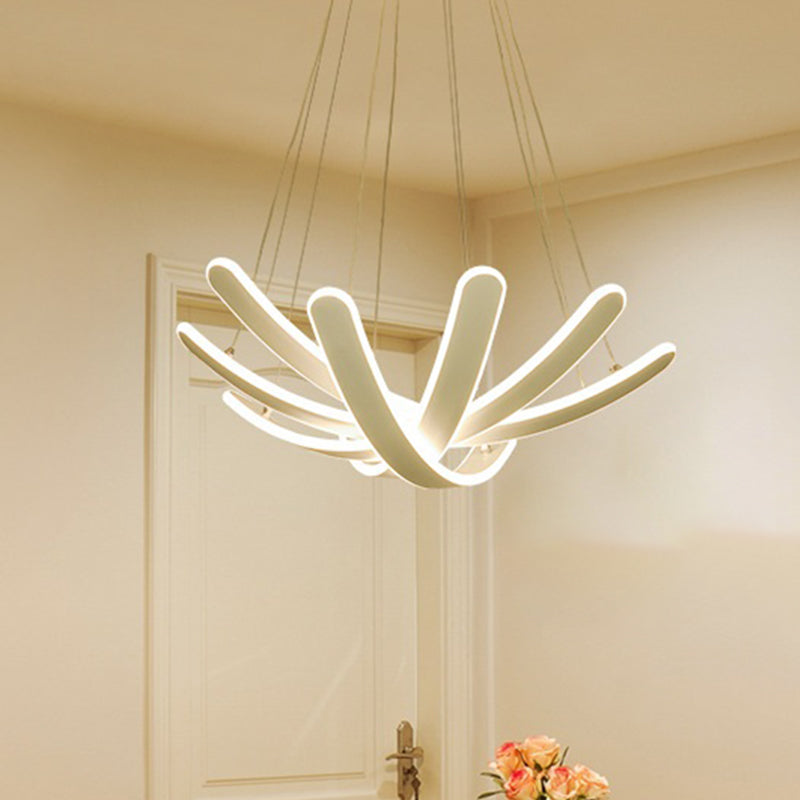 Modern Petal-Shaped Led Bedroom Chandelier In Warm/White Light