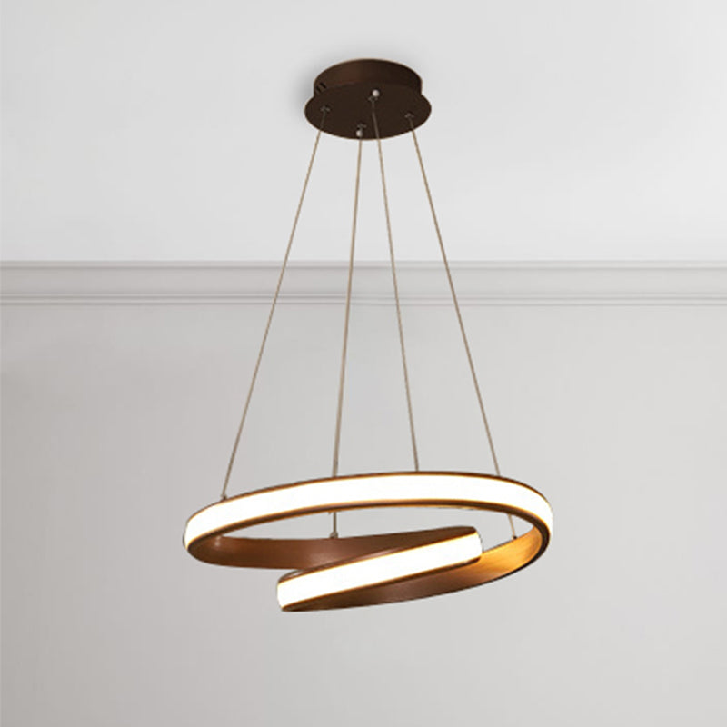 23/31.5 Wide Loop Ceiling Light Fixture - Modern Acrylic Led Chandelier In Brown With Warm/White