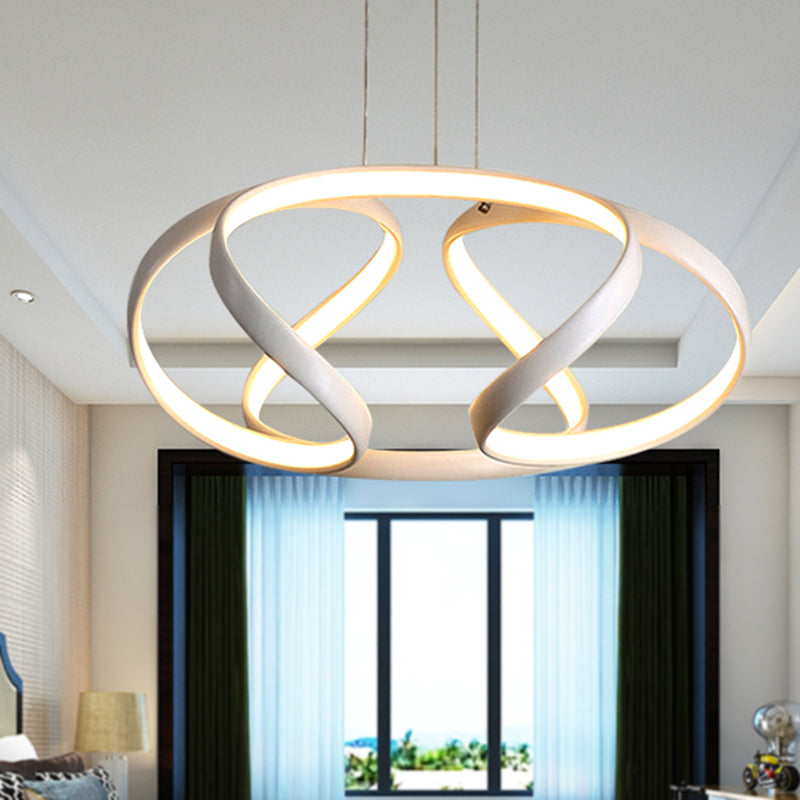 Sleek Spiral Acrylic Chandelier Pendant With Warm/White Light - Single Suspension Lamp White /