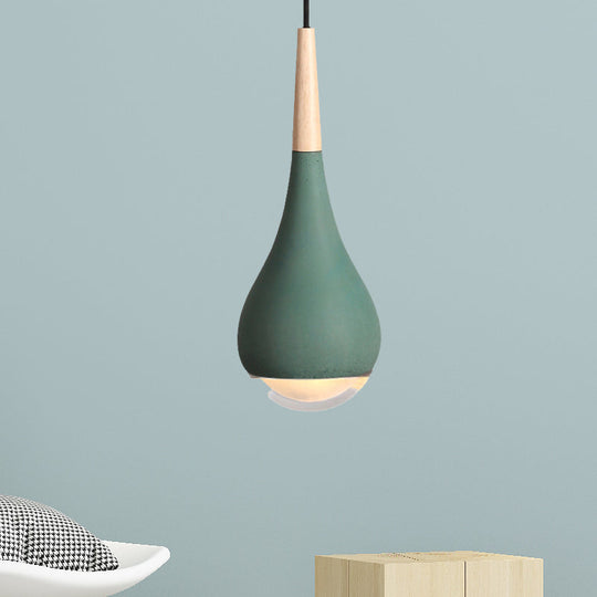 Nordic Cement Pear Pendant Lighting, 1 Light Grey/Red/Green Hanging Ceiling Lamp