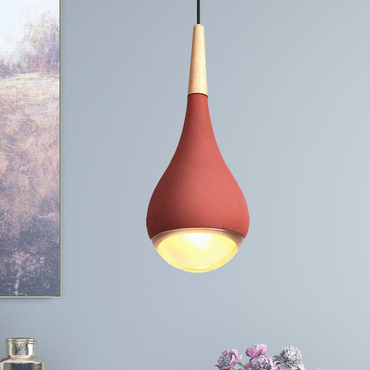 Nordic Cement Pear Pendant Lighting, 1 Light Grey/Red/Green Hanging Ceiling Lamp