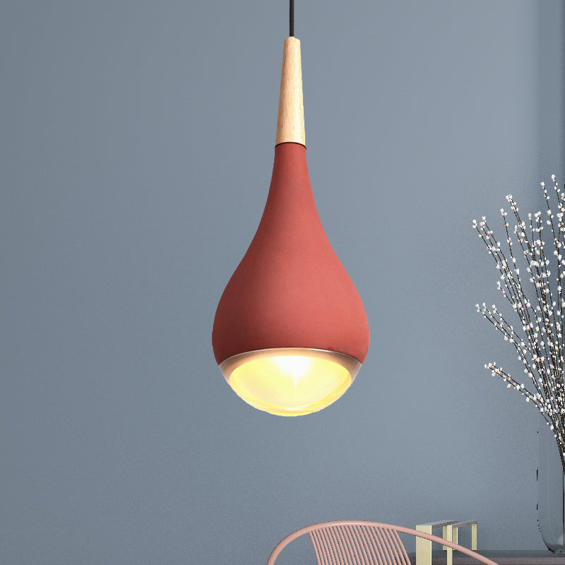 Nordic Cement Pear Pendant Lighting, 1 Light Grey/Red/Green Hanging Ceiling Lamp