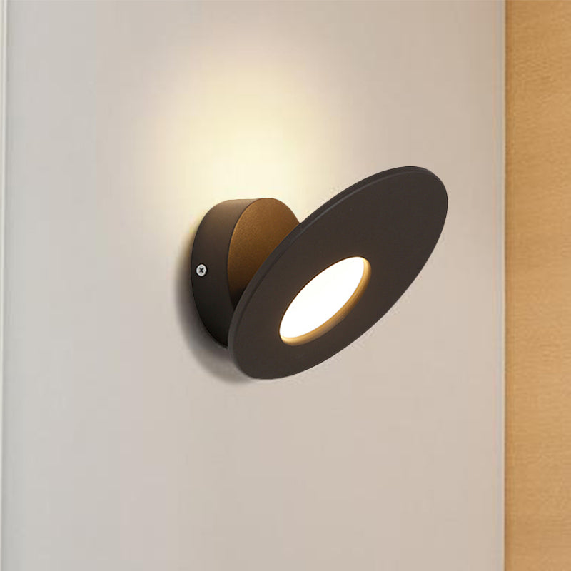 Minimalist Round Acrylic Wall Sconce With Integrated Led For Bedroom - Black/White Black