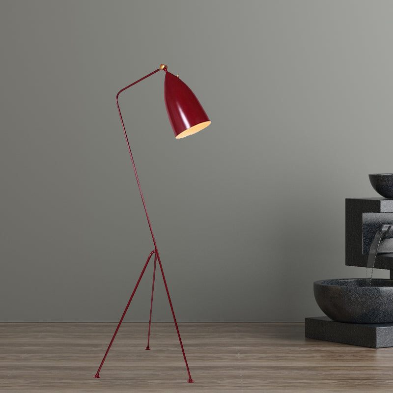 Modern Tripod Floor Lamp With Bell Shade - Metallic Design 1 Light Black/White Perfect For Bedroom