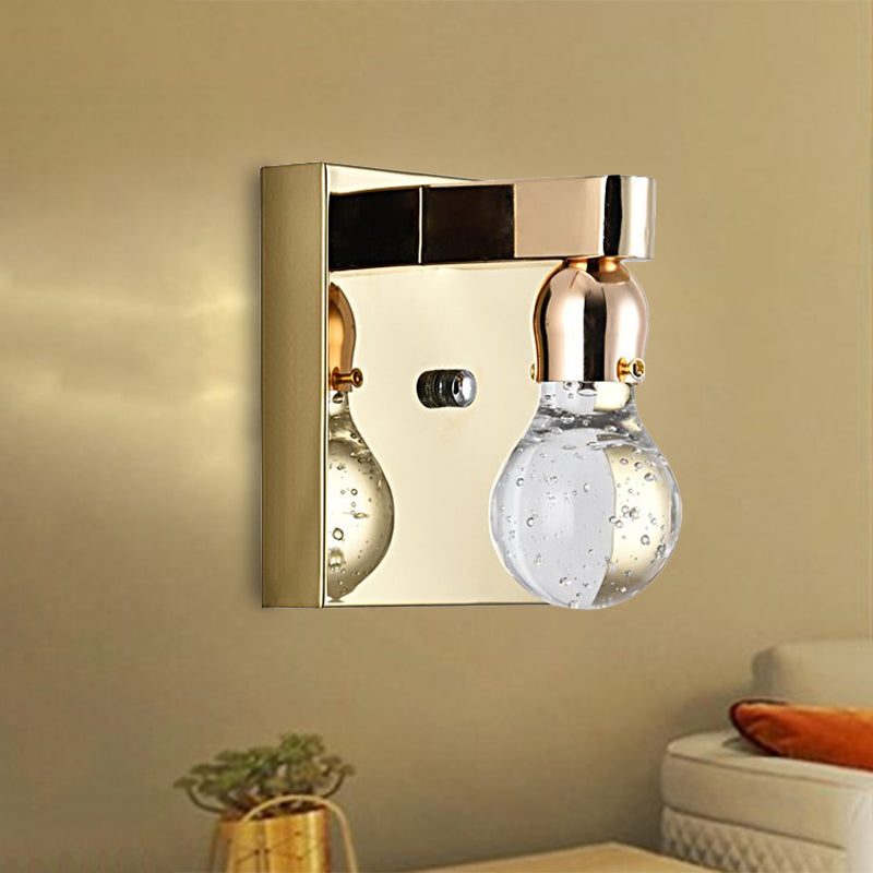 Modern Gold Bulb-Shaped Crystal Wall Sconce - Bedroom Bubble Light Fixture 1 /