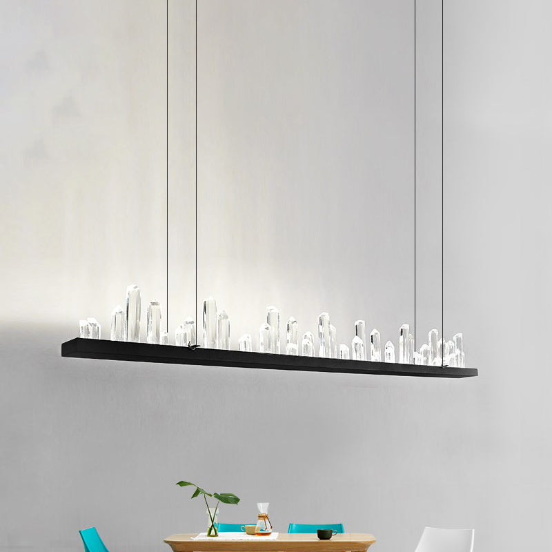 Modern Led Crystal Pendant Ceiling Light In Black For Dining Room / White