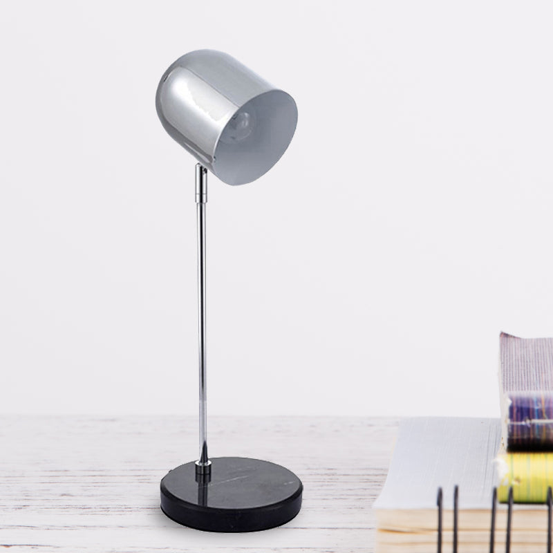 Modernist Chrome/Copper Desk Lamp: 1-Light Study Room Reading Light With Elongated Dome Shade