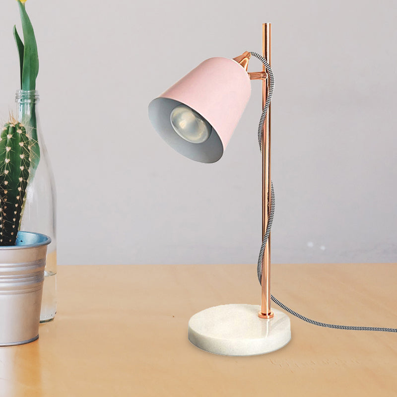Nordic Style Cup Shaped Gray/Pink Desk Lamp With Marble Base - Perfect For Study Room