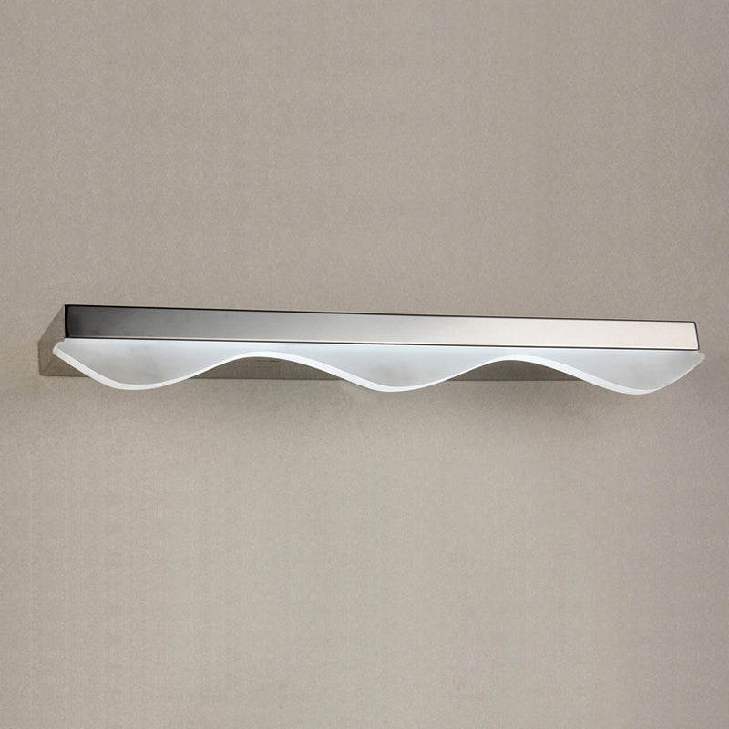 Modern Led Vanity Light With Stainless Steel Wall Mount And Wave Shade - 17/21 Width
