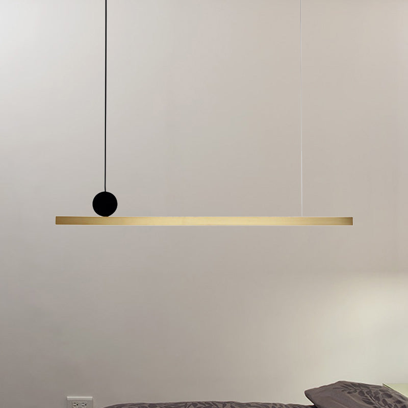 Modern Brass Integrated Led Linear Chandelier Hanging Light Fixture For Dining Room 34.5/46.5 Width