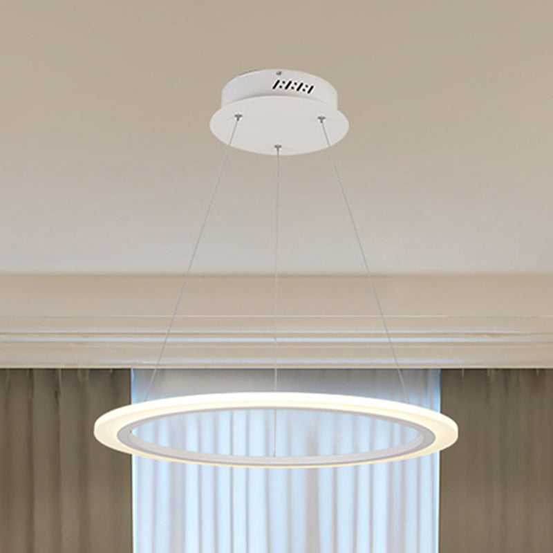 Modern Chandelier With Acrylic Shade - Contemporary Pendant Light Warm/White Illumination White /