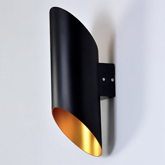2-Light Stairway Sconce With Metallic Tube Shade - Black Wall Mounted Fixture