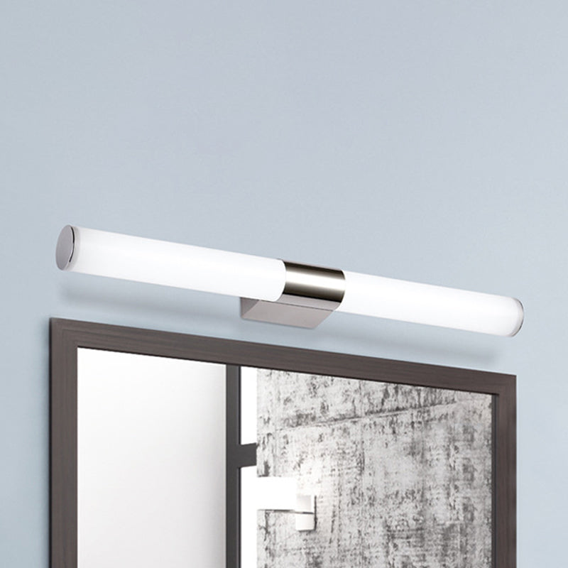Modern Acrylic Cylinder Vanity Wall Light - 16/18 Silver Led Mount Warm/White