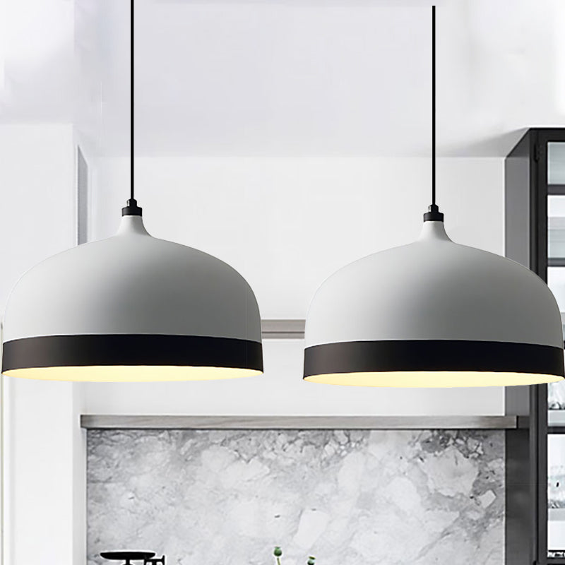 Black And White Metal Hanging Light Fixture: Modern Simple Suspension Lamp / 13