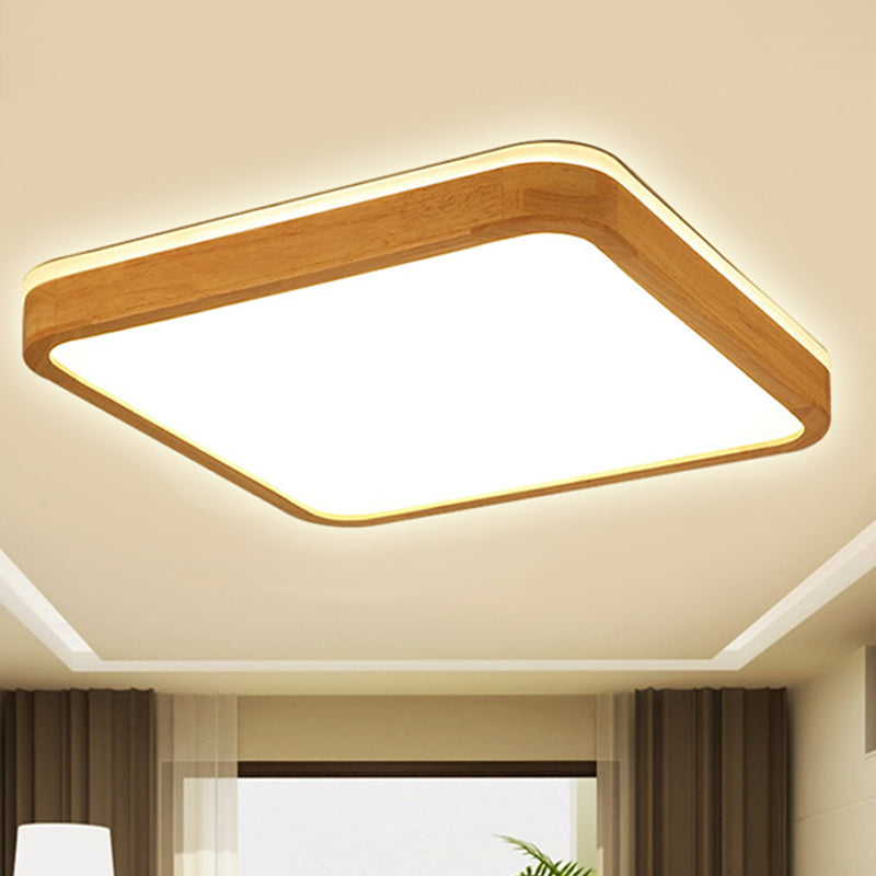 Modern Wood Flush Mount Led Lamp With Frosted Diffuser - Beige Natural Light Multiple Sizes / 12