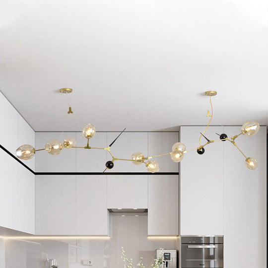 Modernist Gold Chandelier With Bubble Clear Glass Shades - 6/10 Lights Suspension Pendant 10 /