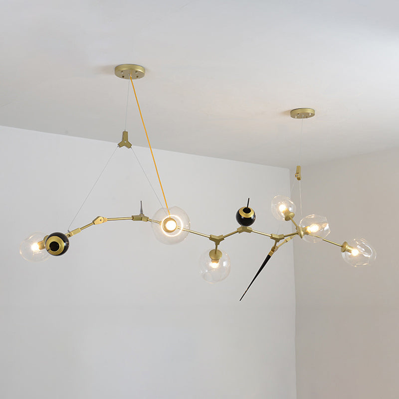 Modernist Gold Chandelier With Bubble Clear Glass Shades - 6/10 Lights Suspension Pendant 6 /