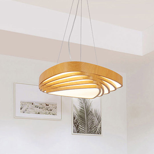 Modern Triangle Led Pendant Light In Warm/White/Natural - 18/22 Wide Wooden Beige Ceiling Fixture