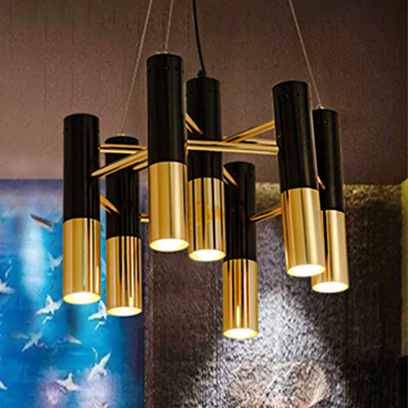 Modern Tube Chandelier Light - Gold Metal, 7/13/19 Lights, Warm Lighting, for Living Room