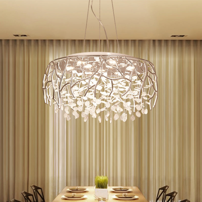 Contemporary Branch Chandelier: Ripple Glass Led Warm/White Light