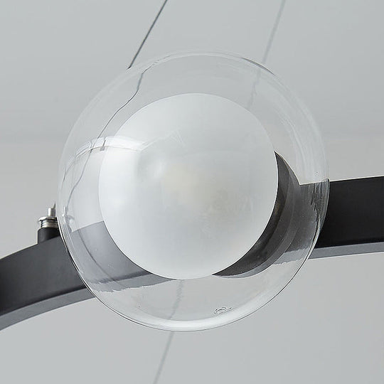 Contemporary Clear Glass Chandelier with Circle Ring Design - 6/8-Light LED Hanging Light in Black