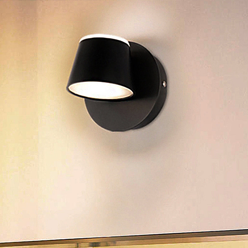 Modern 1/2/3-Light Bedroom Wall Sconce With Cone Metal Shade - White/Black Vanity Lighting Fixture