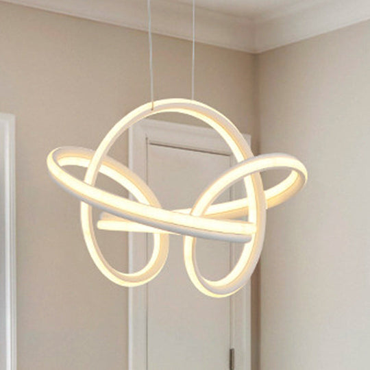 Modern LED Chandelier: Sleek Curve Design, Acrylic, White/Coffee Pendant Light for Living Room