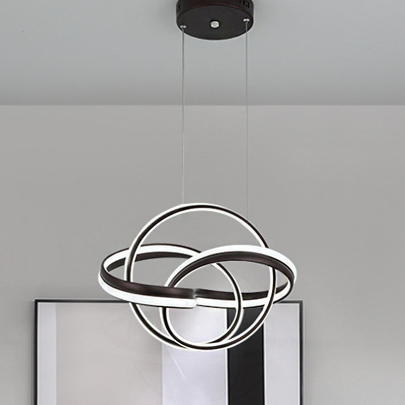 Modern LED Chandelier: Sleek Curve Design, Acrylic, White/Coffee Pendant Light for Living Room