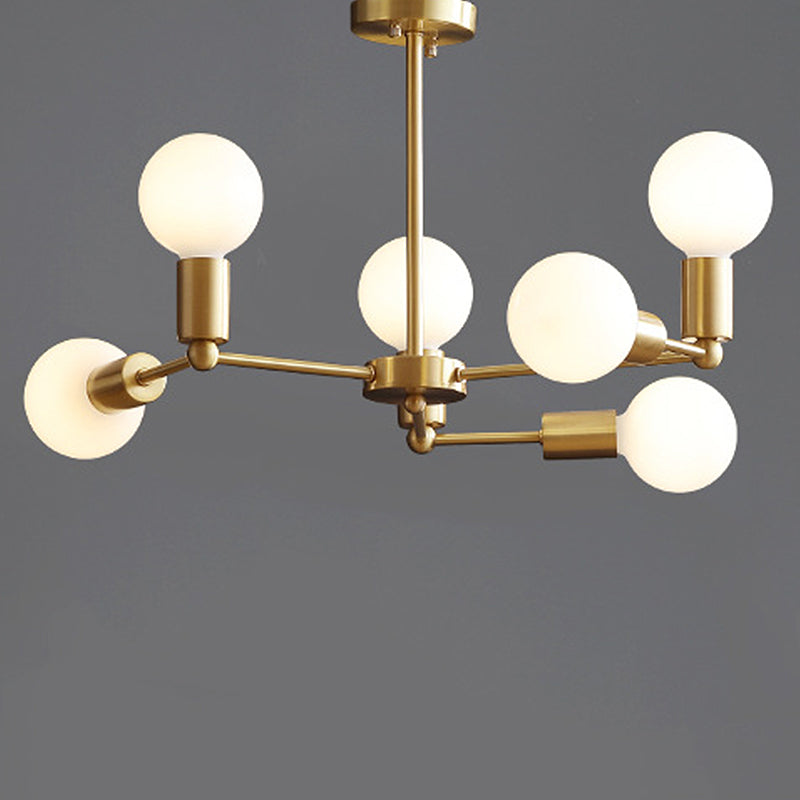 Modern Opal Glass Branch Chandelier with Brass Arm - 6/9/12 Lights - Bedroom Hanging Light