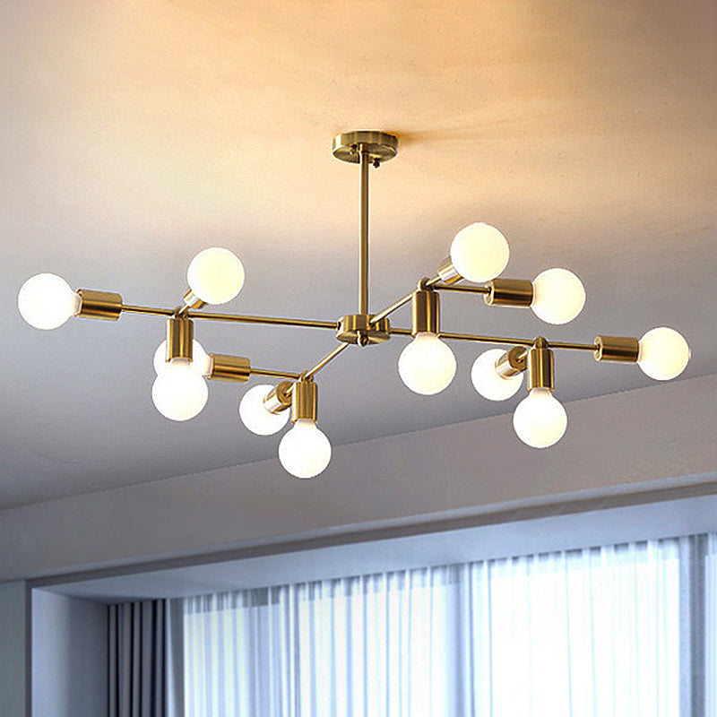 Modern Opal Glass Branch Chandelier with Brass Arm - 6/9/12 Lights - Bedroom Hanging Light