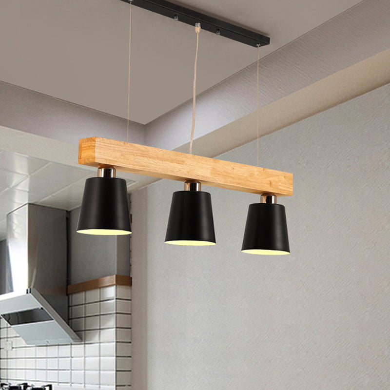 Tapered Shade Island Light - Nordic Metal 3 Lights Pendant Lamp For Dining Room Ceiling Black