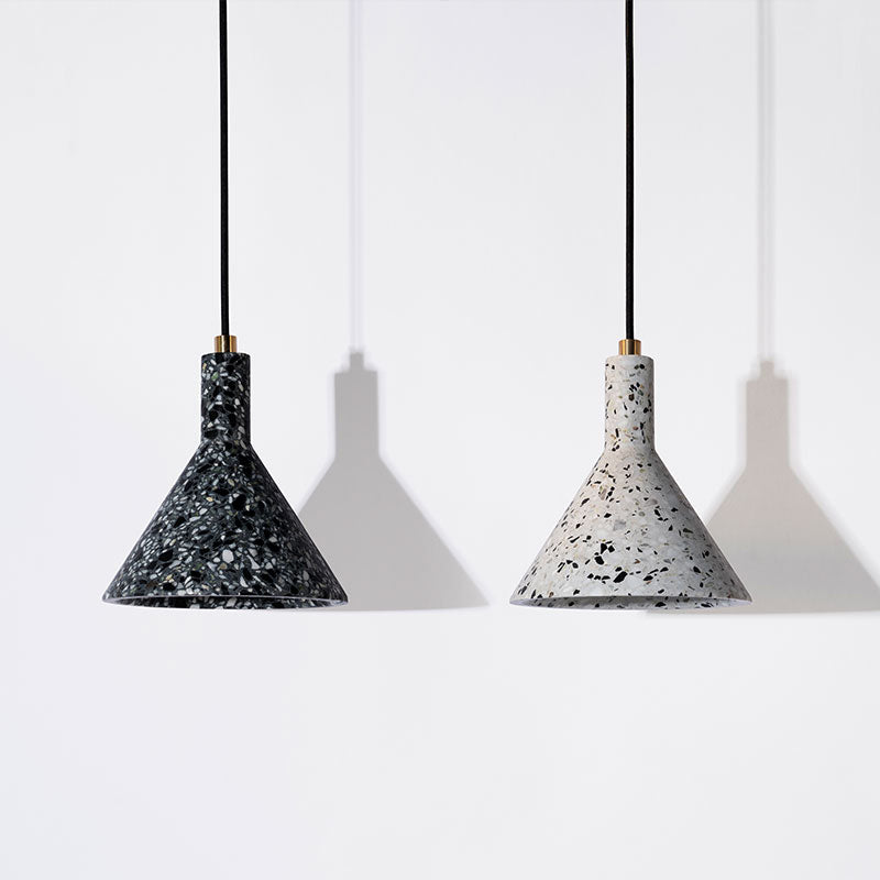 Sleek Funnel-Shaped Pendulum Light: Simplicity Terrazzo 1-Head Hanging Pendant for Dining Room