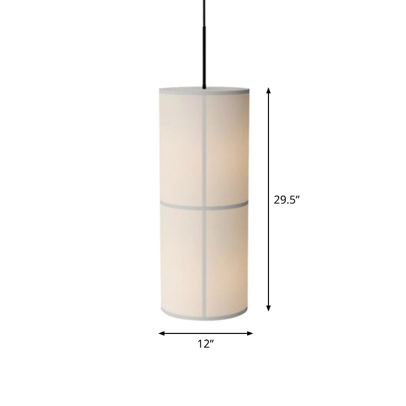 Minimalist White Cylindrical Suspension Lamp - 1 Head Fabric Ceiling Pendant for Dining Room
