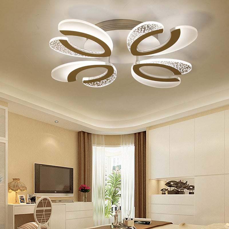 Modern White Floral Led Ceiling Light - Stylish Acrylic Flush Mount For Living Room 4 /