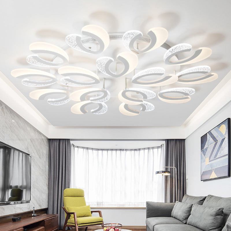 Modern White Floral Led Ceiling Light - Stylish Acrylic Flush Mount For Living Room 15 / Warm