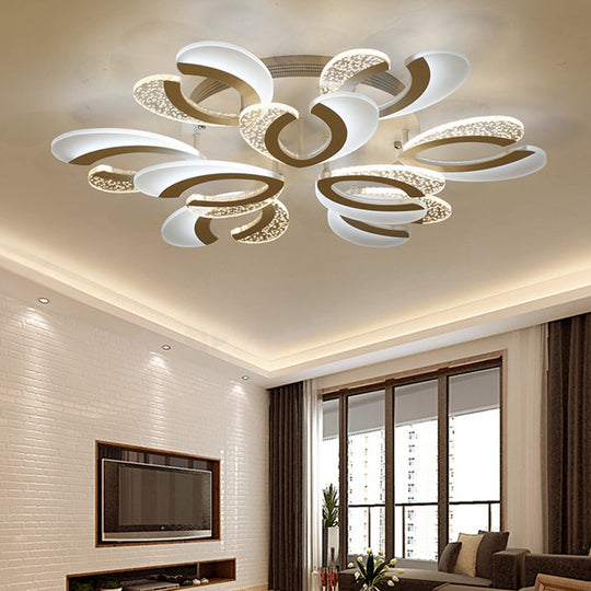 Modern White Floral Led Ceiling Light - Stylish Acrylic Flush Mount For Living Room 9 / Warm