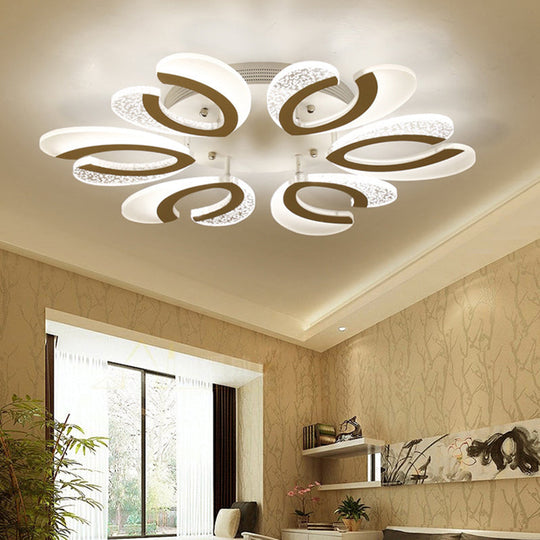 Modern White Floral Led Ceiling Light - Stylish Acrylic Flush Mount For Living Room 6 / Natural