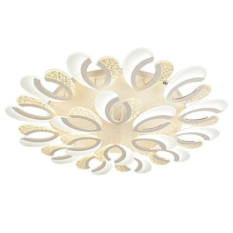 Minimalistic White Floral LED Acrylic Flush Mount Light for Living Room Ceiling