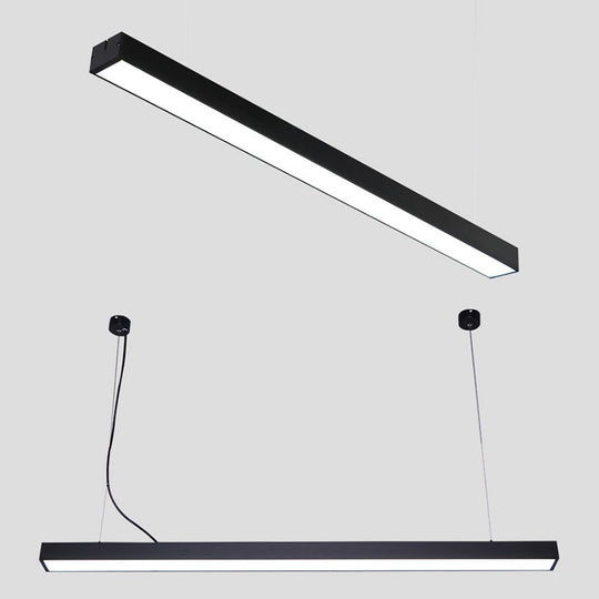 Modern Acrylic Led Pendant Lamp For Office - Sleek Bar Design Black / 23.5